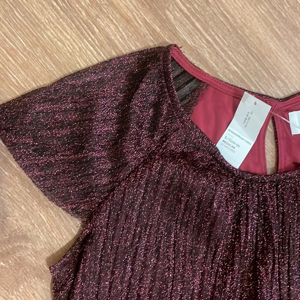 Old Navy Girls Shimmer Holiday Dress Burgundy Special Occasion Large New